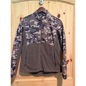 Magellan Outdoors Womens Full Zip Camo Fleece Jacket Brown Camouflage Small